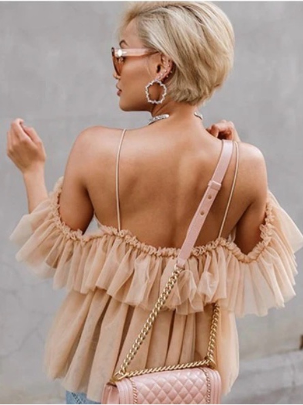 Nasty Gal Blush Tiered Tulle Top - Picture 2 of 5